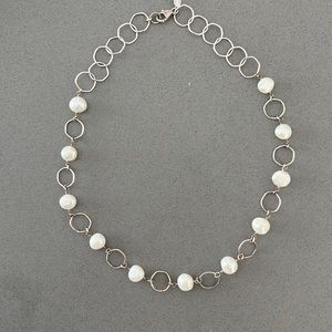 Athena designs silver and fresh water pearl necklace.